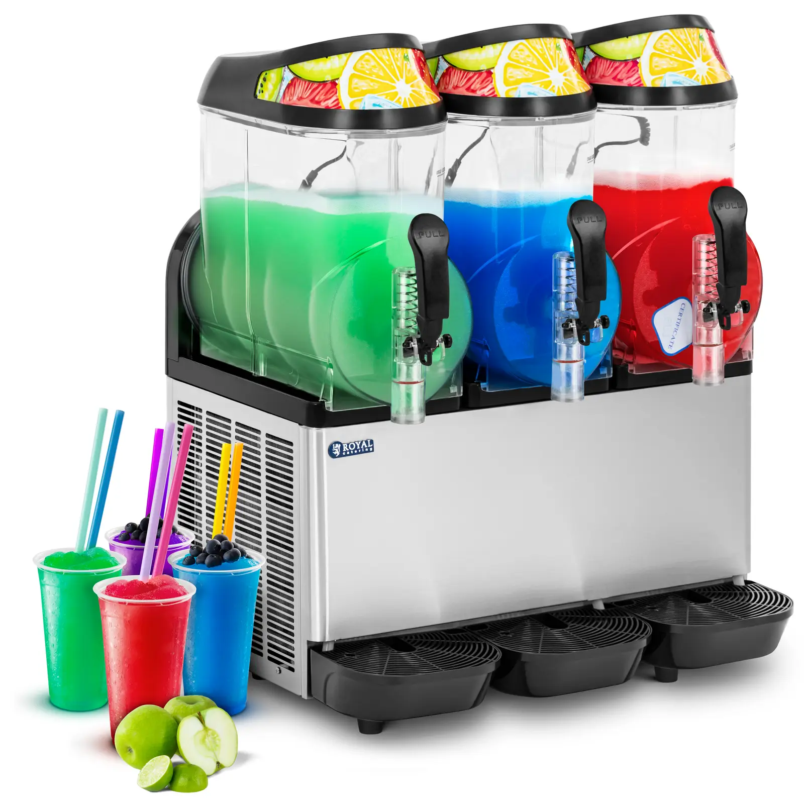 Slush Machine - 3 x 12 L - LED lighting - digital control panel - Royal ...