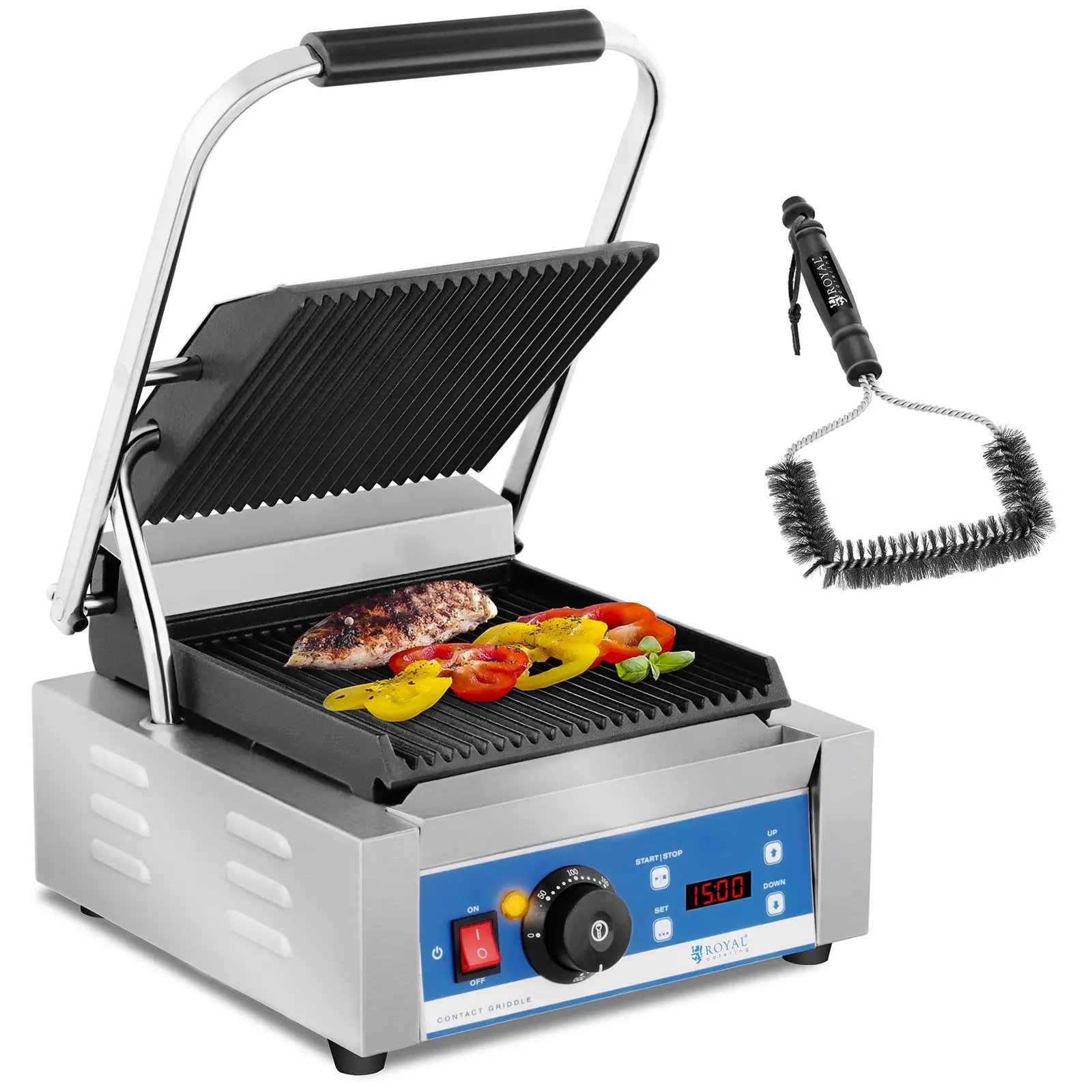 Contact Grill and Grill Brush Set - 1,800 W - ribbed - timer | dev5 ...